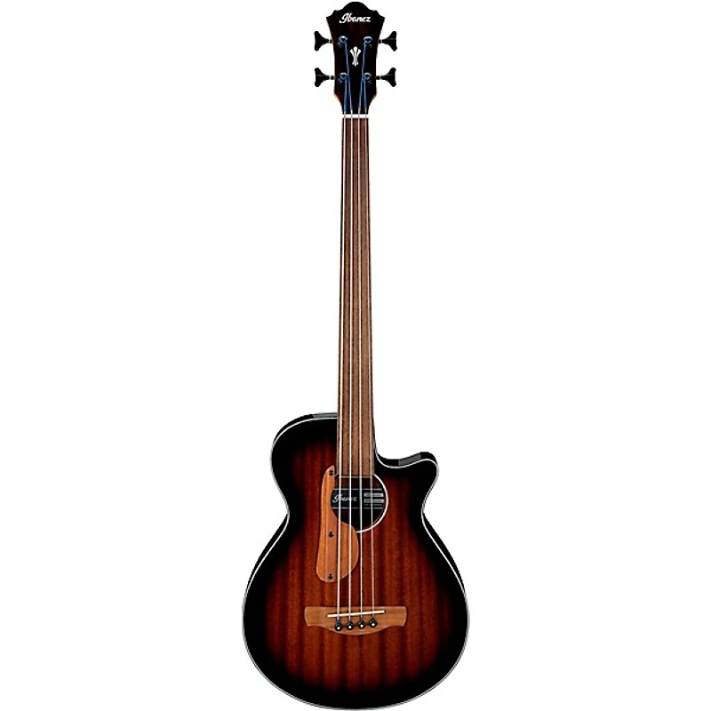 Ibanez AEGB24FE Fretless Auditorium Acoustic-Electric Bass Guitar - Mahogany Sunburst
