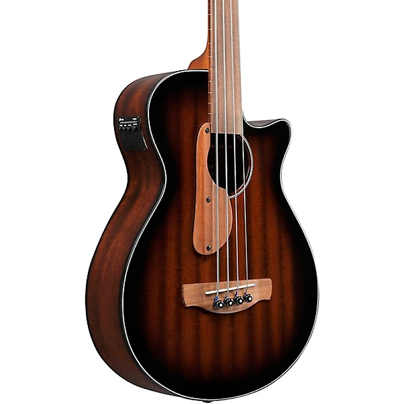 Ibanez AEGB24FE Fretless Auditorium Acoustic-Electric Bass Guitar - Mahogany Sunburst