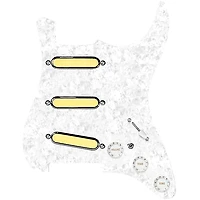 920D Custom Gold Foil Loaded Pickguard For Strat With White Pickups and Knobs and S7W-MT Wiring Harness