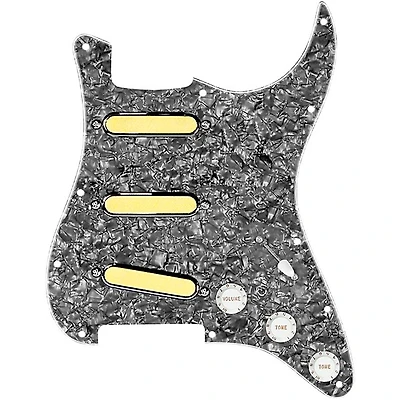 920D Custom Gold Foil Loaded Pickguard For Strat With White Pickups and Knobs and S7W-MT Wiring Harness