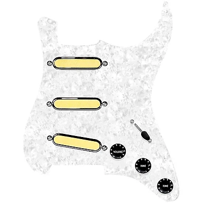 920D Custom Gold Foil Loaded Pickguard For Strat With Black Pickups and Knobs and S7W-MT Wiring Harness