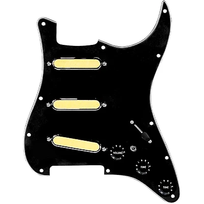 920D Custom Gold Foil Loaded Pickguard For Strat With Black Pickups and Knobs and S7W-MT Wiring Harness