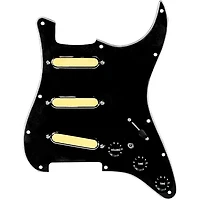 920D Custom Gold Foil Loaded Pickguard For Strat With Black Pickups and Knobs and S7W-MT Wiring Harness