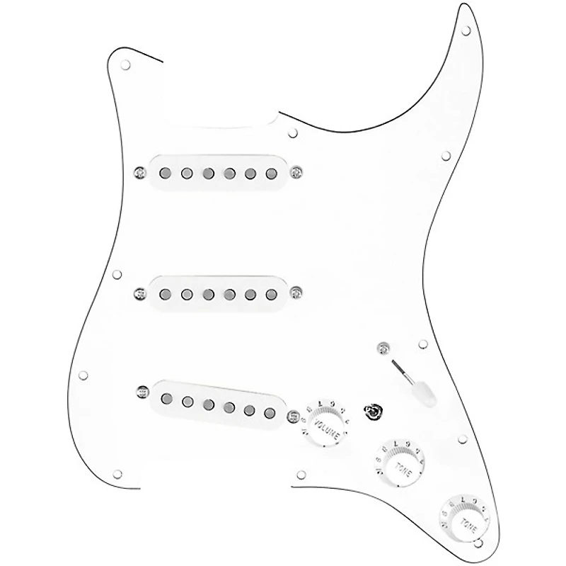 920D Custom Texas Grit Loaded Pickguard for Strat With White Pickups and Knobs and S7W-MT Wiring Harness