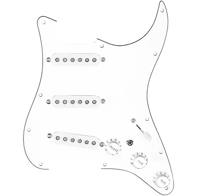 920D Custom Texas Grit Loaded Pickguard for Strat With White Pickups and Knobs and S7W-MT Wiring Harness