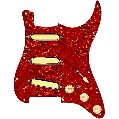 920D Custom Gold Foil Loaded Pickguard For Strat With Aged White Pickups and Knobs and S7W-MT Wiring Harness