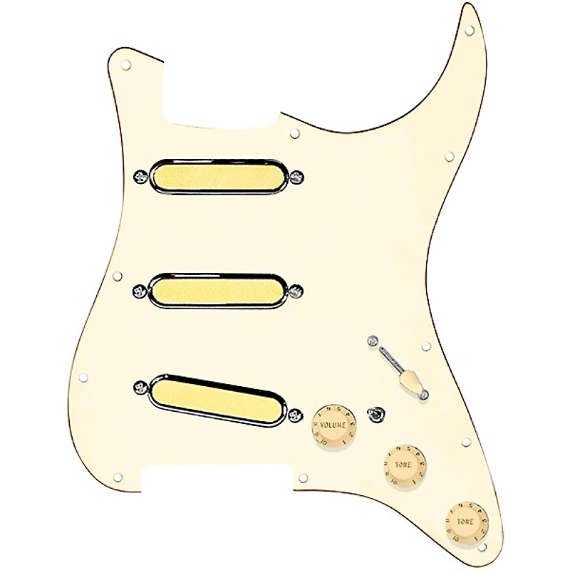 920D Custom Gold Foil Loaded Pickguard For Strat With Aged White Pickups and Knobs and S7W-MT Wiring Harness