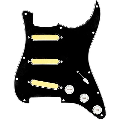 920D Custom Gold Foil Loaded Pickguard for Strat With White Pickups & Knobs, S7W Wiring Harness