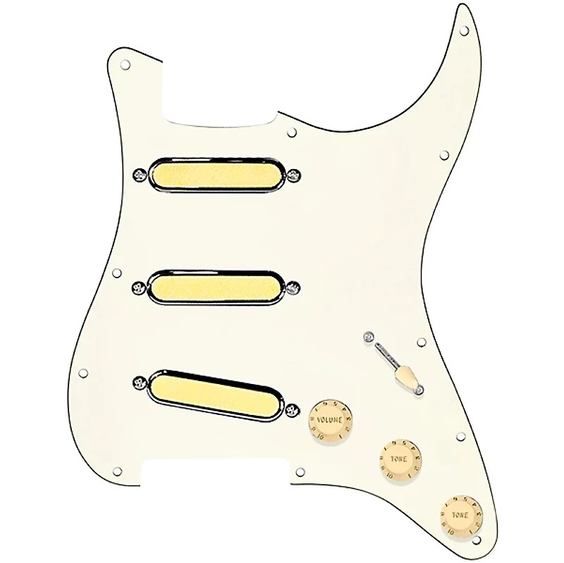 920D Custom Gold Foil Loaded Pickguard for Strat With Aged White Pickups & Knobs