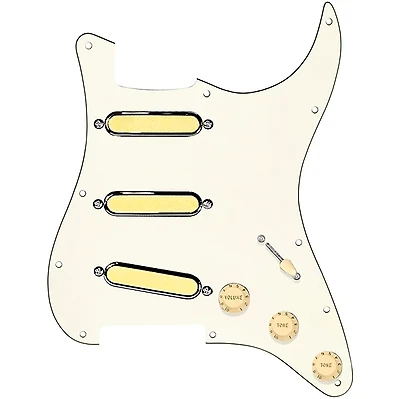 920D Custom Gold Foil Loaded Pickguard for Strat With Aged White Pickups & Knobs