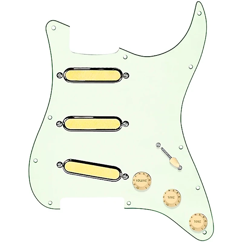 920D Custom Gold Foil Loaded Pickguard for Strat With Aged White Pickups & Knobs, S7W Wiring Harness