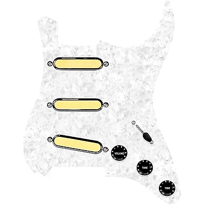 920D Custom Gold Foil Loaded Pickguard For Strat With Black Pickups and Knobs and S7W Wiring Harness