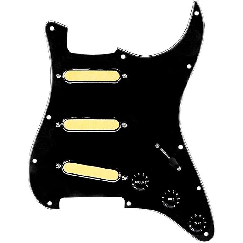 920D Custom Gold Foil Loaded Pickguard For Strat With Black Pickups and Knobs and S7W Wiring Harness