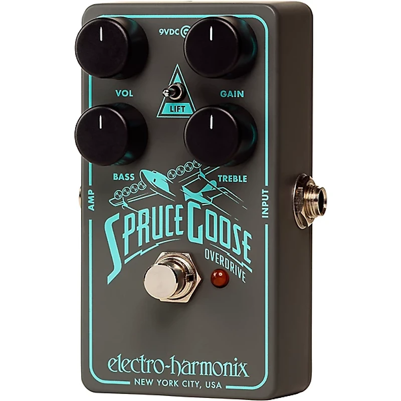 Electro-Harmonix Spruce Goose Overdrive Effects Pedal Grey and Teal