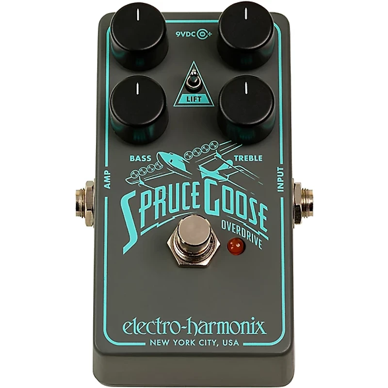 Electro-Harmonix Spruce Goose Overdrive Effects Pedal Grey and Teal