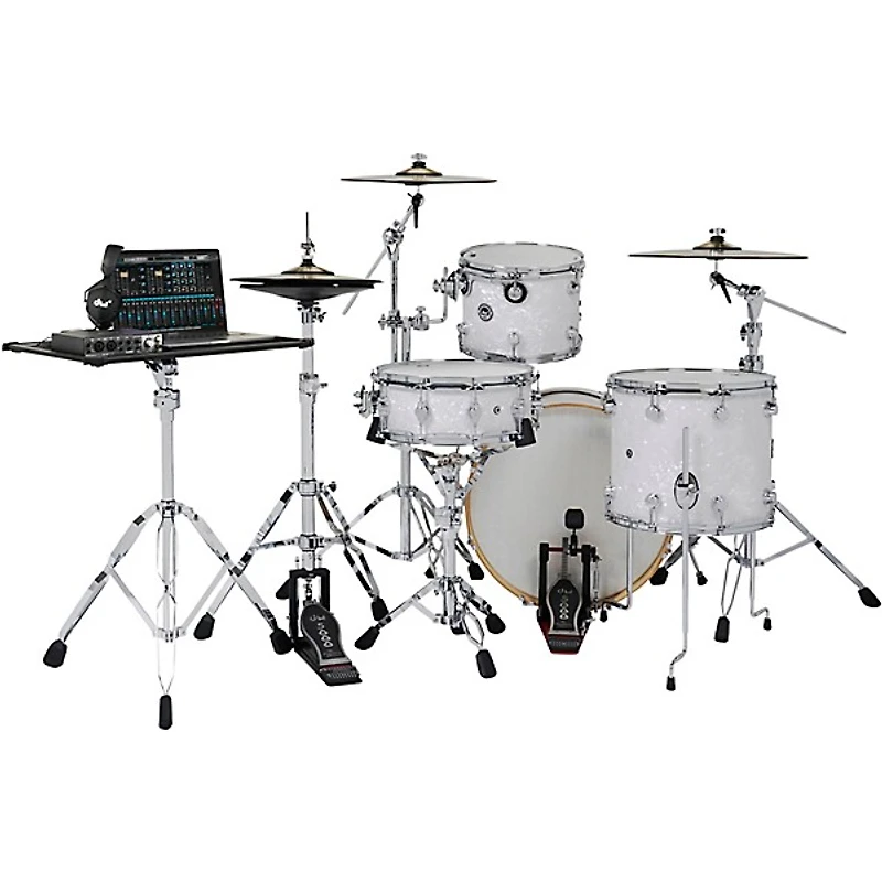 DW DWe Wireless Acoustic-Electronic Convertible 4-Piece Drum Set Bundle With 20" Bass Drum, Cymbals and Hardware