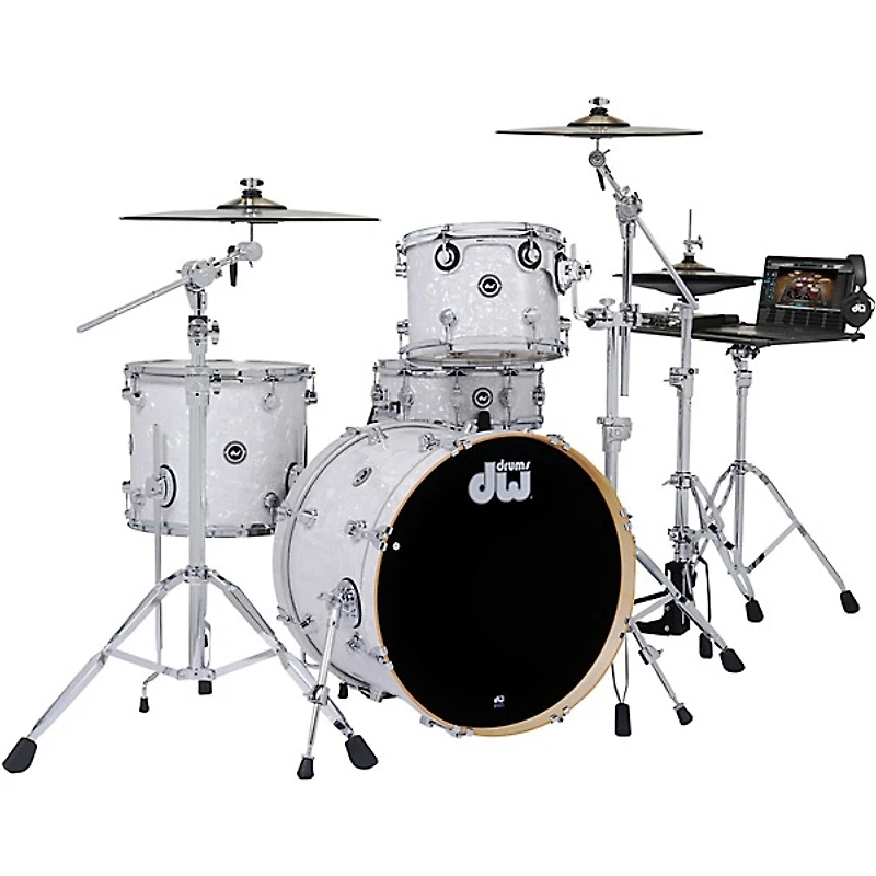 DW DWe Wireless Acoustic-Electronic Convertible 4-Piece Drum Set Bundle With 20" Bass Drum, Cymbals and Hardware