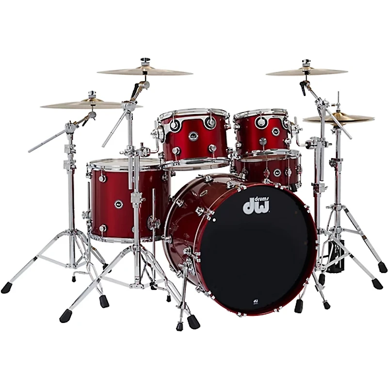 DW DWe Wireless Acoustic-Electronic Convertible 5-Piece Drum Set Bundle With 22" Bass Drum, Cymbals and Hardware