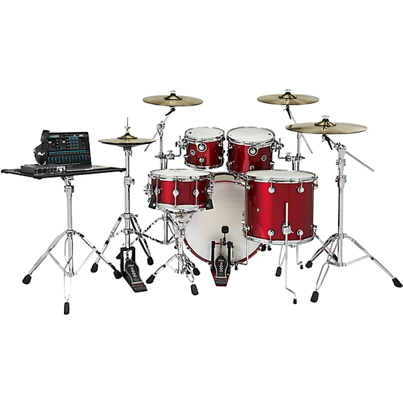DW DWe Wireless Acoustic-Electronic Convertible 5-Piece Drum Set Bundle With 22" Bass Drum, Cymbals and Hardware