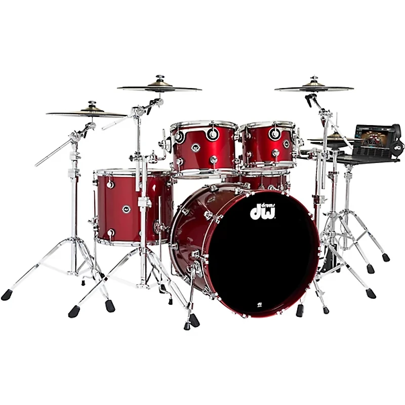 DW DWe Wireless Acoustic-Electronic Convertible 5-Piece Drum Set Bundle With 22" Bass Drum, Cymbals and Hardware