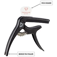 Traveler Guitar Universal Guitar Capo With Pick Holder Black