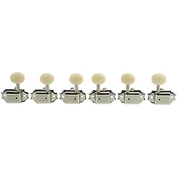 Kluson 3 Per Side Deluxe Series Oval White Plastic Single Line Logo Tuning Machines Nickel