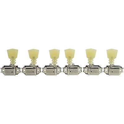 Kluson 3 Per Side Locking Deluxe Series Pearl Double Ring Tuning Machines Nickel