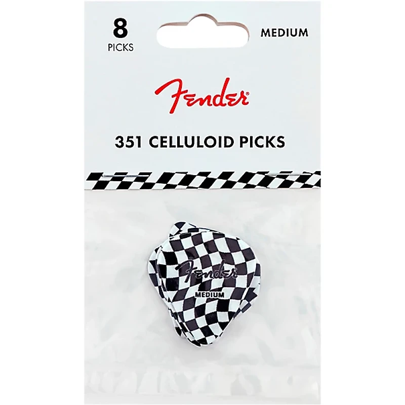 Fender 351 Celluloid Wavy Checkerboard Guitar Picks 8 Pack