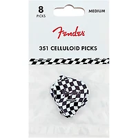 Fender 351 Celluloid Wavy Checkerboard Guitar Picks 8 Pack