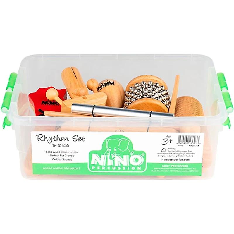 Nino Wooden Rhythm Set with Plastic Storage Container