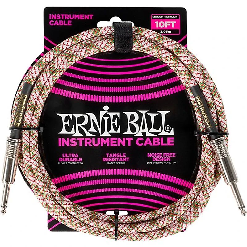 Ernie Ball Braided Instrument Cable Straight/Straight Emerald Argyle 10 ft.