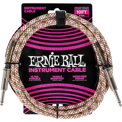 Ernie Ball Braided Instrument Cable Straight/Straight Emerald Argyle 10 ft.
