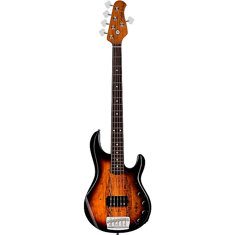 Sterling by Music Man StingRay 5 RAY35 Spalted Maple Top Bass Guitar - 3-Tone Sunburst