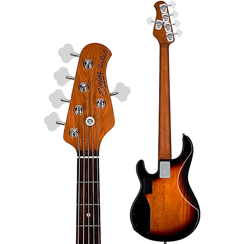 Sterling by Music Man StingRay 5 RAY35 Spalted Maple Top Bass Guitar - 3-Tone Sunburst
