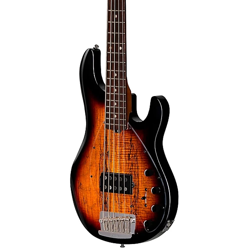 Sterling by Music Man StingRay 5 RAY35 Spalted Maple Top Bass Guitar - 3-Tone Sunburst