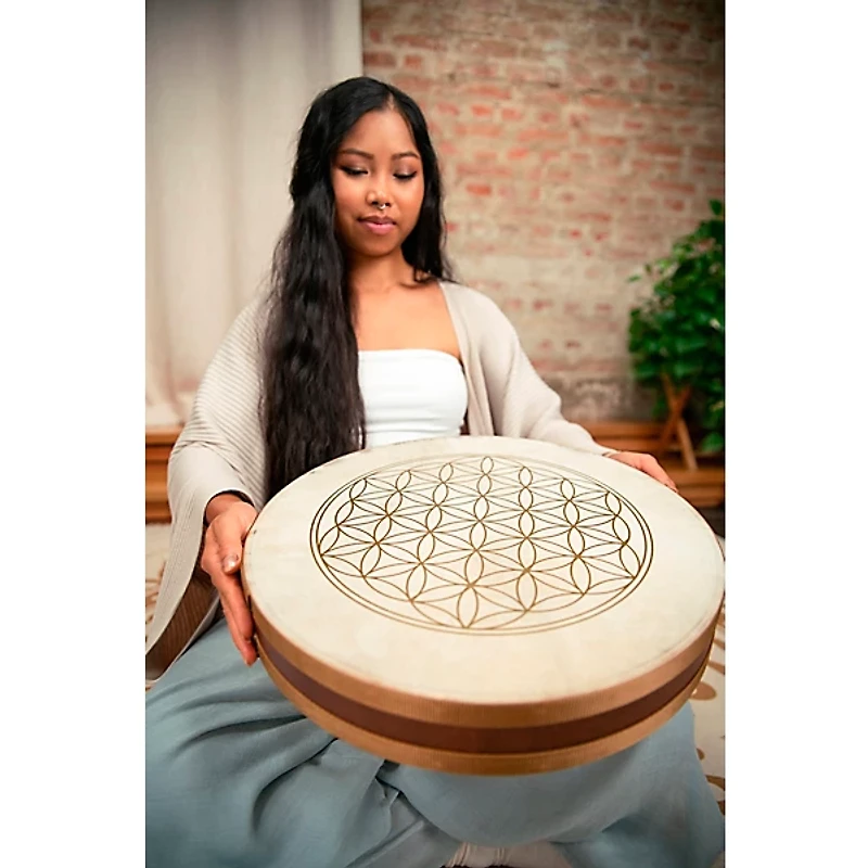 MEINL Sonic Energy Wave Drum with Goat Skin Head, Flower of Life 16 in.
