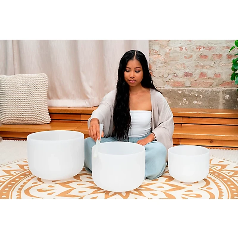 MEINL Sonic Energy 3-Piece Crystal Singing Bowl Set, G4/E4/C4, 432 Hz