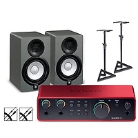 Focusrite Scarlett 2i2 4th Gen With Yamaha HS Studio Monitor Pair Bundle (Stands & Cables Included