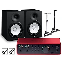 Focusrite Scarlett 2i2 4th Gen With Yamaha HS Studio Monitor Pair Bundle (Stands & Cables Included) -