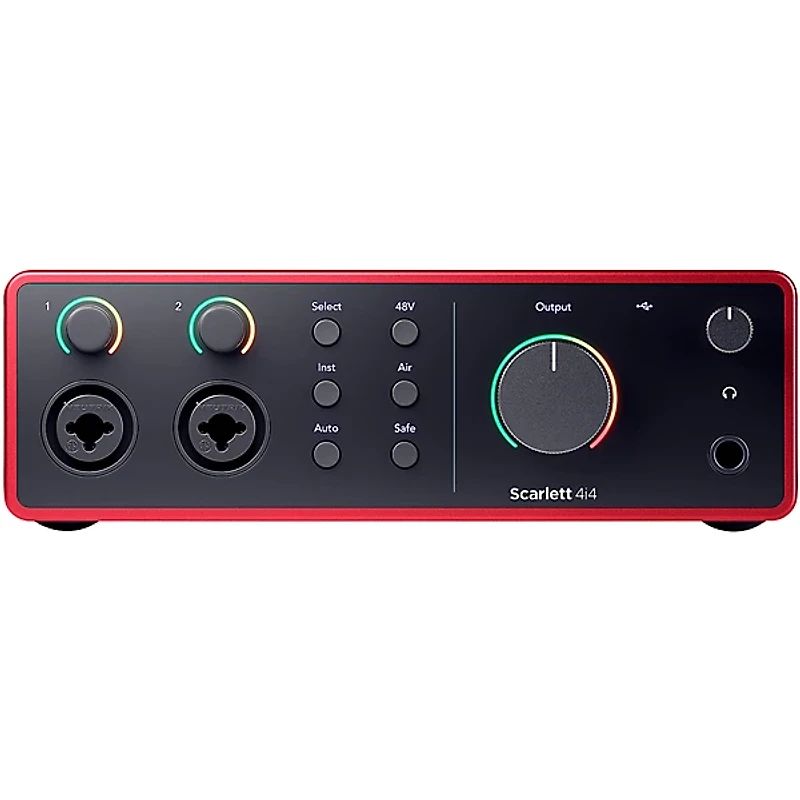 Focusrite Scarlett 4i4 4th Gen With JBL 3 Series Studio Monitor Pair Bundle (Stands & Cables Included)