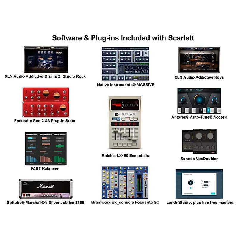 Focusrite Scarlett 4i4 4th Gen With JBL 3 Series Studio Monitor Pair Bundle (Stands & Cables Included)