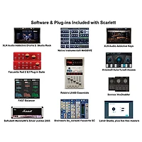 Focusrite Scarlett 4i4 4th Gen With JBL 3 Series Studio Monitor Pair Bundle (Stands & Cables Included)