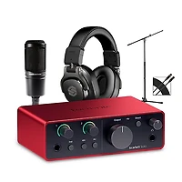 Focusrite Scarlett Solo Gen 4 Audio Interface Bundle With Audio-Technica Mic & Sterling Studio Headphone (Stand & Cable Included)