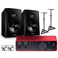 Focusrite Scarlett 2i2 4th Gen With Adam Audio T-Series Studio Monitors (Stands & Cables Included)