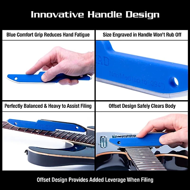 Music Nomad Diamond Coated Safe Zone Guitar Fret Crowning File (S-File)