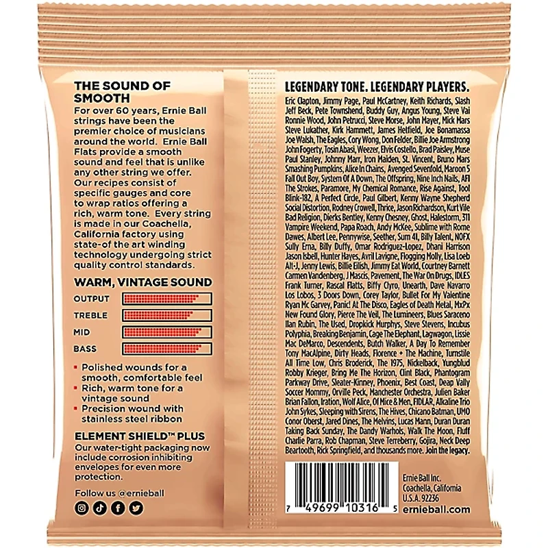 Ernie Ball P02580 Light Flatwound Electric Guitar Strings 11 - 50