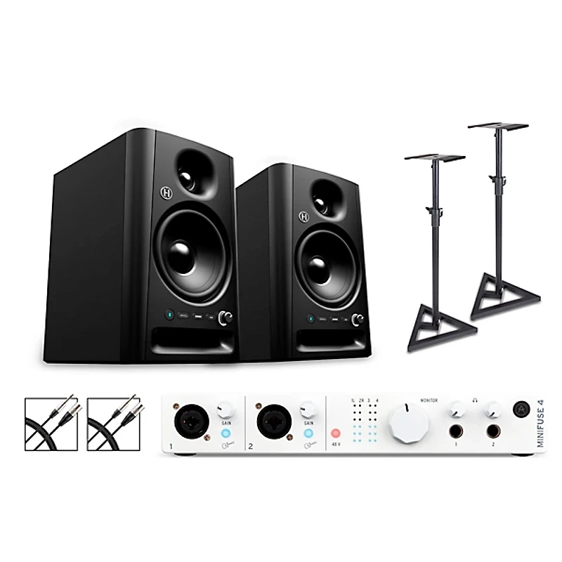 Arturia Minifuse 4 with Harbinger Studio Monitor Pair (Stands & Cables Included)