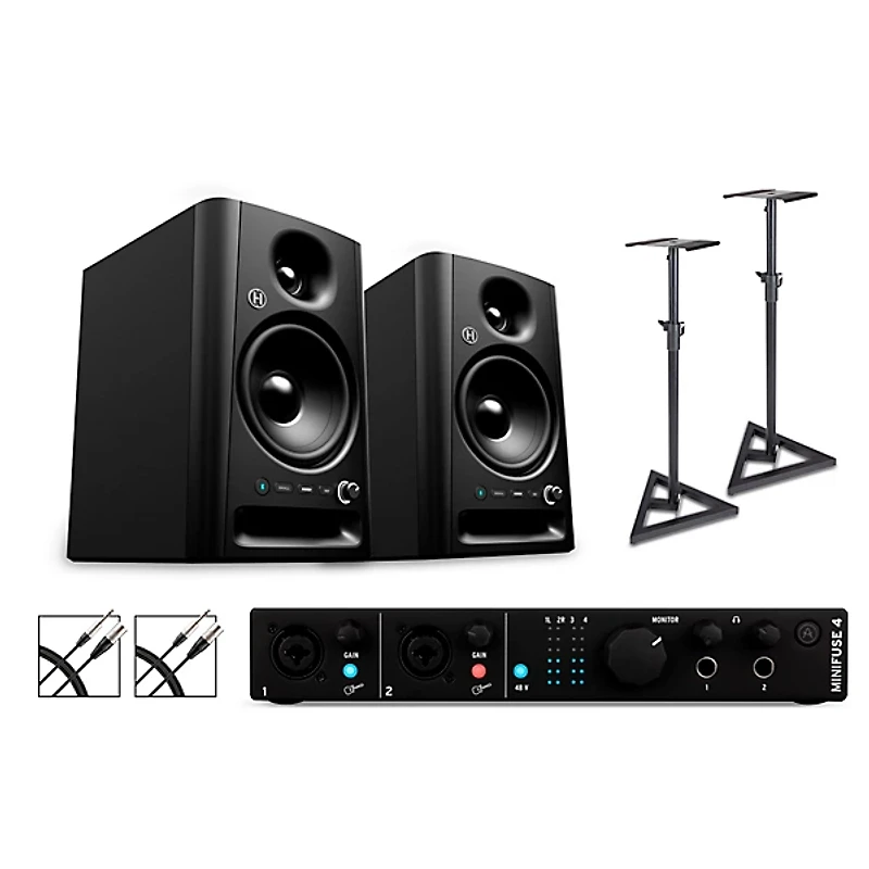Arturia Minifuse 4 with Harbinger Studio Monitor Pair (Stands & Cables Included