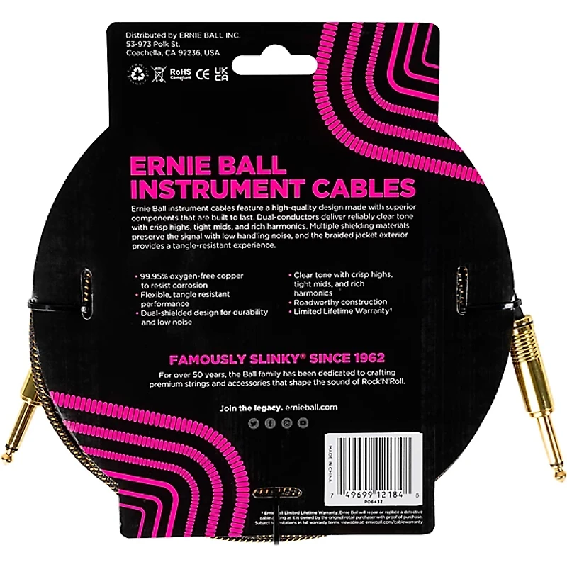 Ernie Ball Braided Instrument Cable Straight/Straight