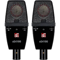 sE Electronics sE sE4100-PAIR Factory Matched Pair of sE4100 Large Diaphragm Condenser Microphones w/Mount and Case Black